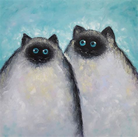 Painting Cute Cats Reservation Oil Painting By Kseniya Kovalenko