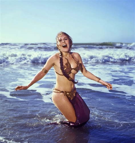 Carrie Fisher In Leia S Gold Bikini On The Beach Is The Hottest Pic In