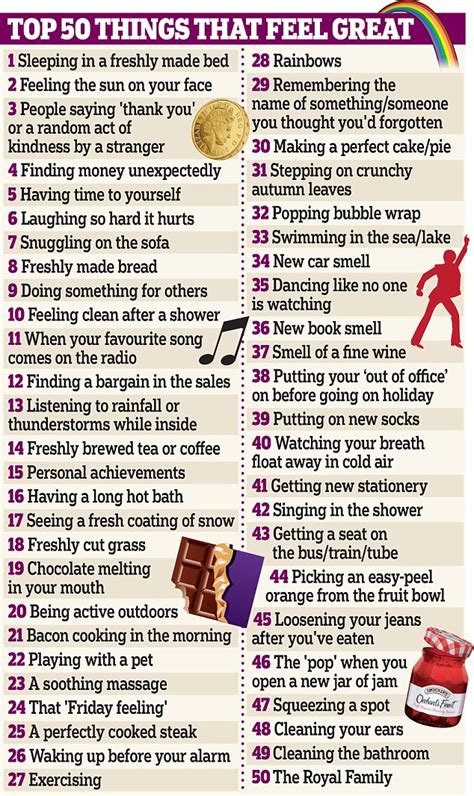 Poll Reveals The List Of 50 Things That Make Us Feel Great Daily Mail