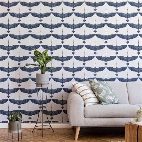 Blue Birds Peel And Stick Removable Wallpaper Etsy
