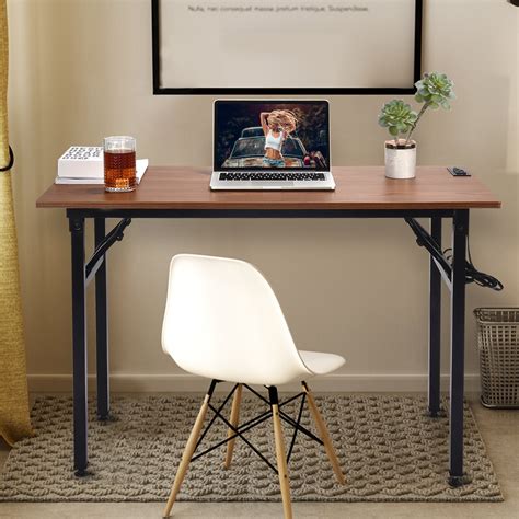 Buy Folding Computer Desk With Plugs And Usb Ports Frylr