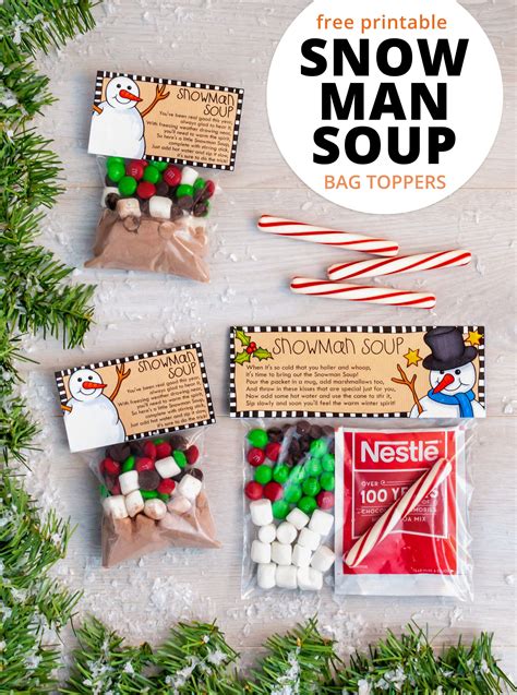 Snowman Soup Free Printable Bag Toppers Printable Word Searches