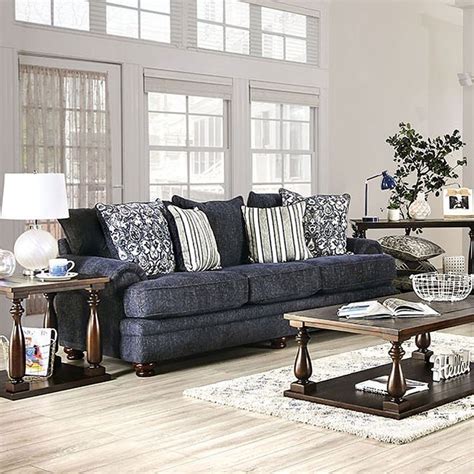 Hadleigh Living Room Set Navy Blue By Furniture Of America