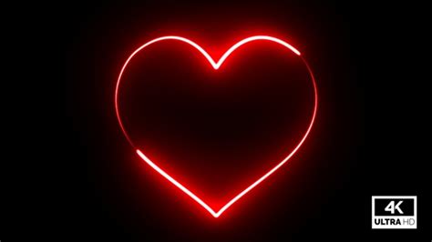 Red Neon Heart Beating 4k Alpha Footage V1 Motion Graphics Videohive