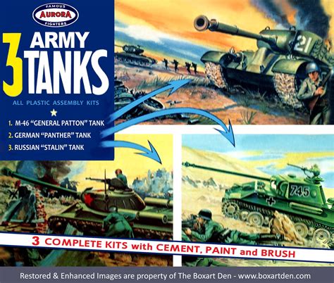 Aurora 3 Army Tanks T Set 1956 Plastic Model Kits Plastic