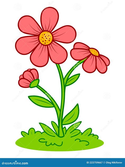 Dibujos Animados De Flores Adorables Ilustración De Vector De Flor Y