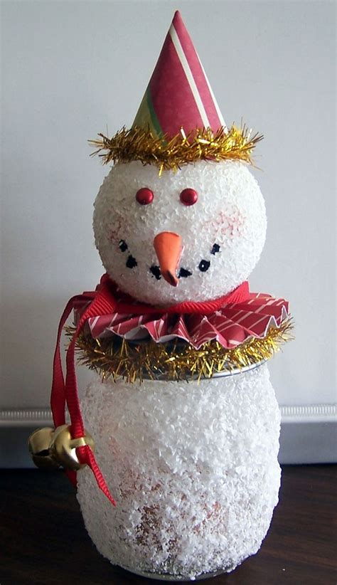 Snowman Votive Made From Recycled Baby Food Jar Glitter Epsom Salts