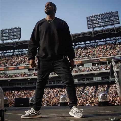 Adidas yeezy is a fashion collaboration between german sportswear company adidas and american designer, rapper, entrepreneur and personality kanye west. Kanye West Wears White adidas Yeezy 350 Boost V2 | Complex