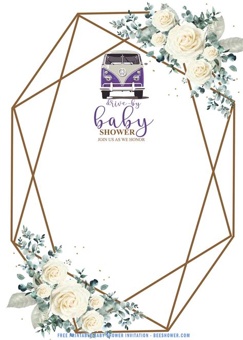 When a baby shower is held after the birth of a baby, an invitation to attend the shower may be combined with a baby announcement. (FREE Printable) - Blush Gold Geometric Baby Shower ...