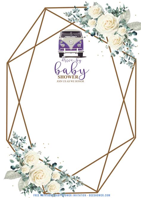 Customize your invitations & announcements with dozens of themes, colors, and styles to make an impression. (FREE Printable) - Blush Gold Geometric Baby Shower ...