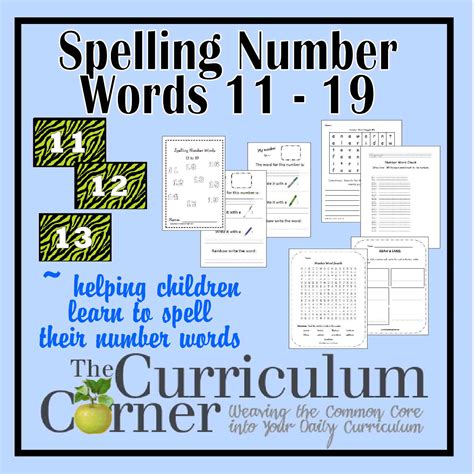 Spelling Number Words 11 19 The Curriculum Corner 123
