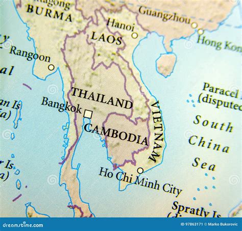 Geographic Map Of Thailand Burma Cambodia Vietnam And Laos Country