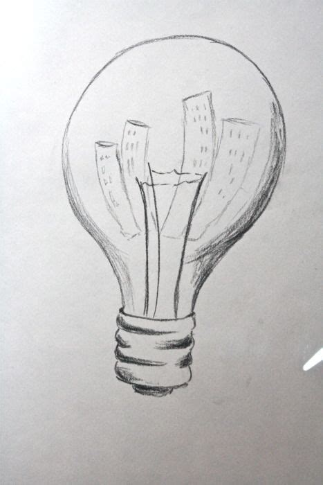 ✓ free for commercial use ✓ high quality images. simple sketch of city skyline reflection on lightbulb ...