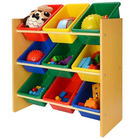 Liveditor Children Wooden Storage Unit 12 Bins Toy Organizer Kids