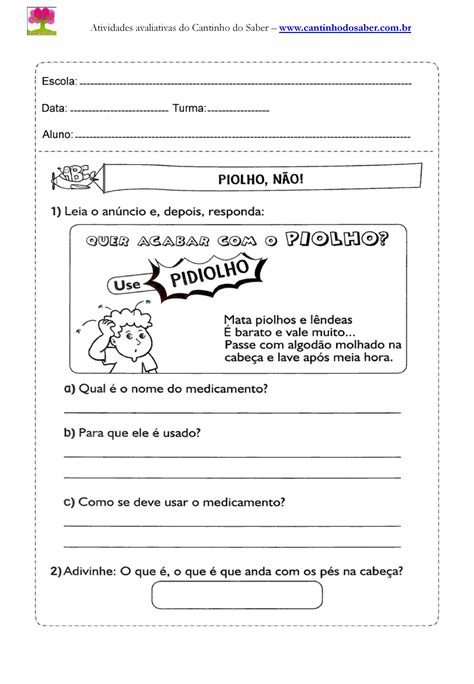 Atividade Terceiro Ano Portugues
