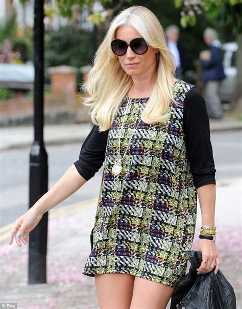 Denise Van Outen Wears A Tiny Plaid T Shirt Dress And Towering Shoe