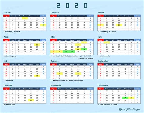 Kalender Dan Libur Nasional 2020 Chocky Sihombing