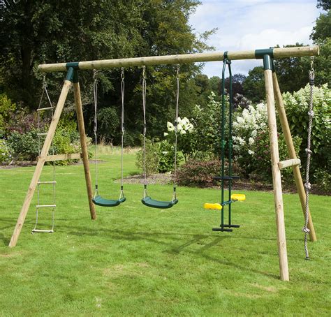 The wooden garden swings can seat anywhere between one to four people at a time and are a great way to bring a sense of quirkiness to your home decor. Rebo Saturn 4 In 1 Wooden Garden Swing Set - Double Swing ...