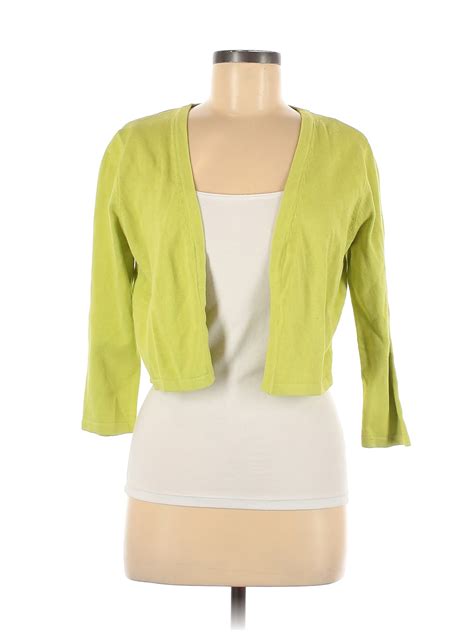 North Style 100 Cotton Color Block Solid Colored Green Cardigan Size M