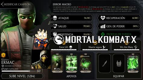 Mortal Kombat X Android Level Up Subiendo De Nivel Ermac Klasico
