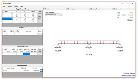 Adding the deflection due to the uniform load and the deflection due to the applied (point) load gives the total deflection at the end of the beam: PolyBeam - A simple and easy to use beam calculator
