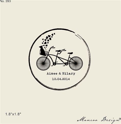 Tandem Bike Stamp For Wedding Favors Initias Custom Bicycle Etsy