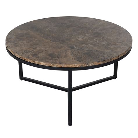Round Brown Marble Coffee Table 80cm Mylestone Interiors Ltd