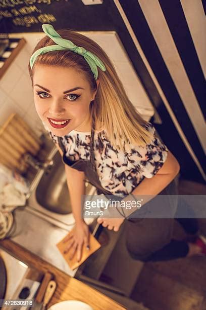 1960s Woman Wearing Apron In Kitchen Photos And Premium High Res