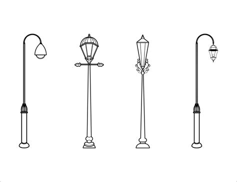 Street Lighting And Lamp Post Outline Collection 11519246 Vector Art At