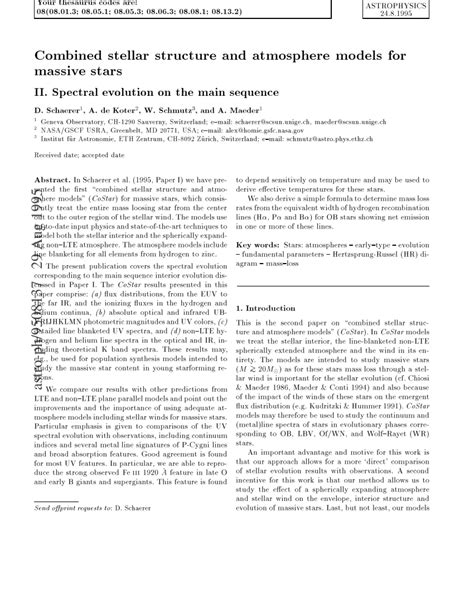 Pdf Combined Stellar Structure And Atmosphere Models For Massive