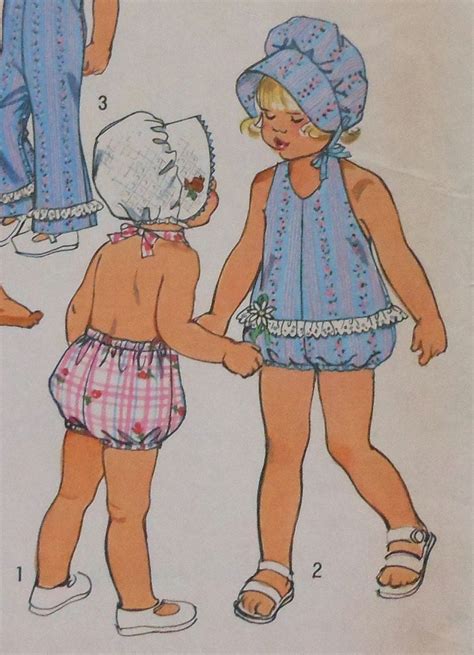 Vintage Baby Playsuit And Bonnet Sewing Pattern By