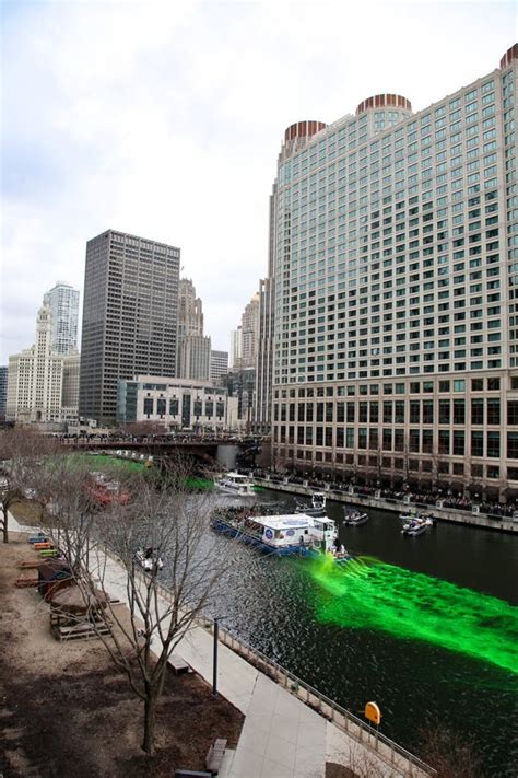 Chicago River Dyed Green For St Patrick S Day 2023 Editorial