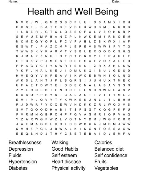 Health And Well Being Word Search Wordmint