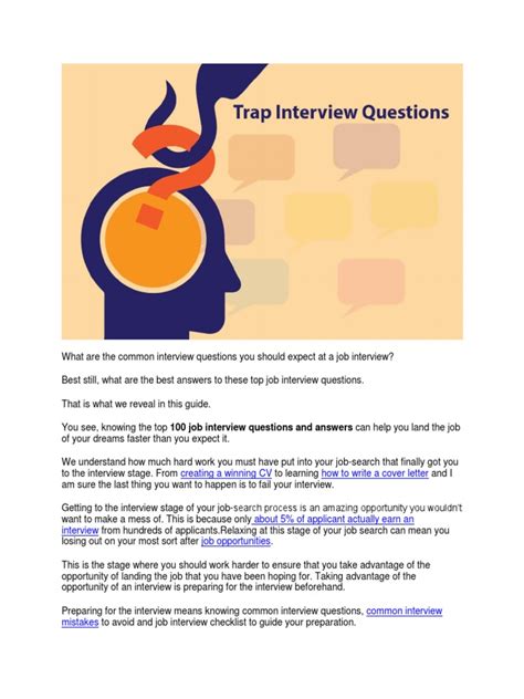 Top 100 Common Interview Questions And Best Answers Pdf Job Interview Question