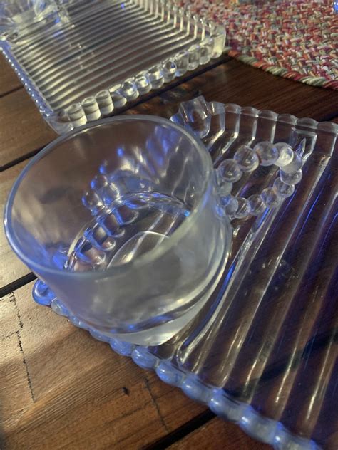 Vintage Hazel Atlas Orchard Crystal Snack Set Of Plates Etsy