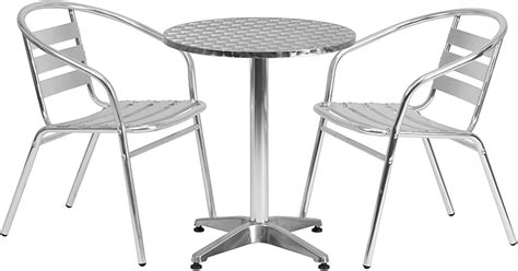 Offex 235 Round Aluminum Indoor Outdoor Table Set With 2