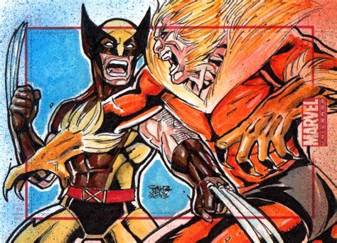 Wolverine Vs Sabretooth Marvel Universe Sketchcard By Jasons21 On