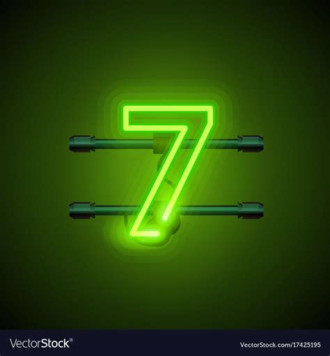 Neon City Font Sign Number 7 Signboard Seven Vector Image On