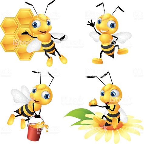Four Poses Of Bee Bee Drawing Honey Bee Cartoon Cartoon Bee