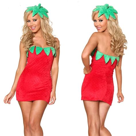New Sexy Fruit Girl Halloween Party Costume Sleeveless Adult Ladies Fancy Dress Strawberry