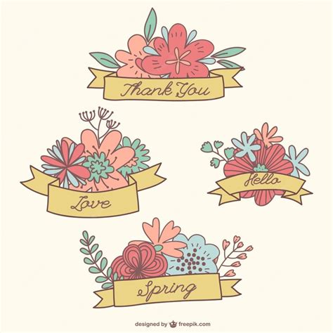 Free Vector Hand Drawn Flower Banners Set