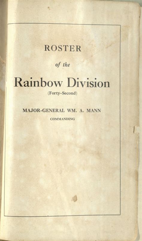 War Stories Rainbow Division Roster