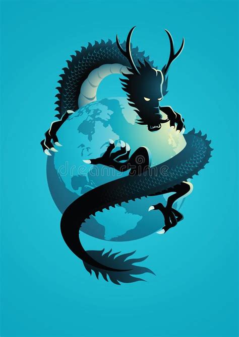 Chinese dragons and their meanings: Chinese Dragon Encircling The World Stock Vector ...