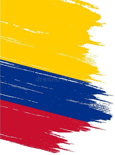 Colombia Flag With Brush Paint Textured Isolated On Png Or Transparent