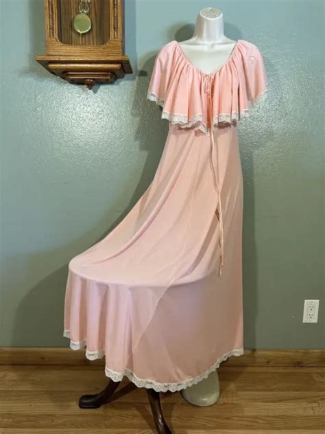 Lucie Ann Olga Esque Nightgown Negligee Gown Pink Coral 4800 Picclick