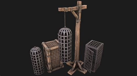 Medieval Torture Cage Set 3d Model By Dereza