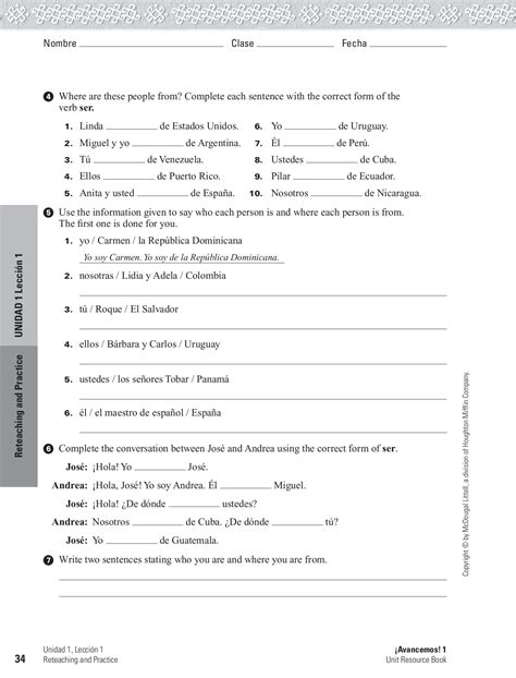 This page word/pdf version answer key. Unidad 2 Leccion A Answer Key - Free Photos