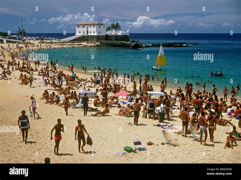 People Bather At Beach Porta Da Barra City Of Salvador Da Bahia Bahia