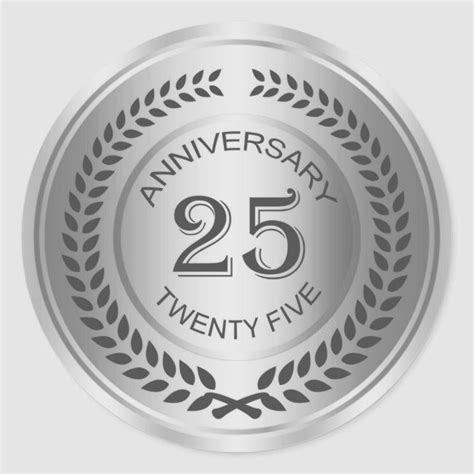 Silver 25th Anniversary With Laurel Wreath Sticker 25th