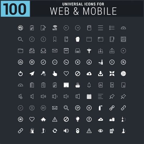 Free Vector | White 100 universal web icons collection